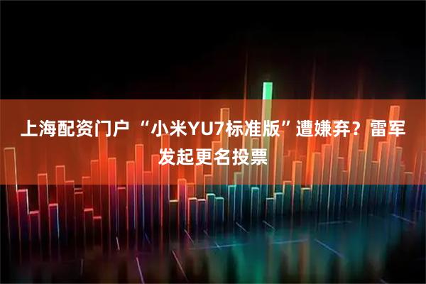 上海配资门户 “小米YU7标准版”遭嫌弃？雷军发起更名投票